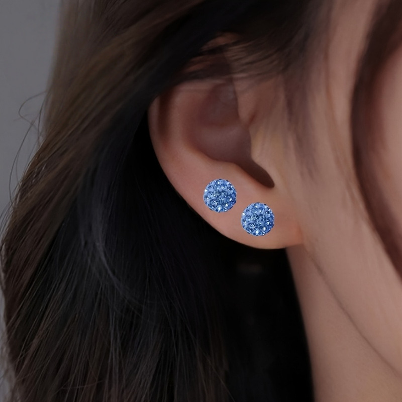 Women's Retro Bohemian Style Blue Spherical Stud Earrings