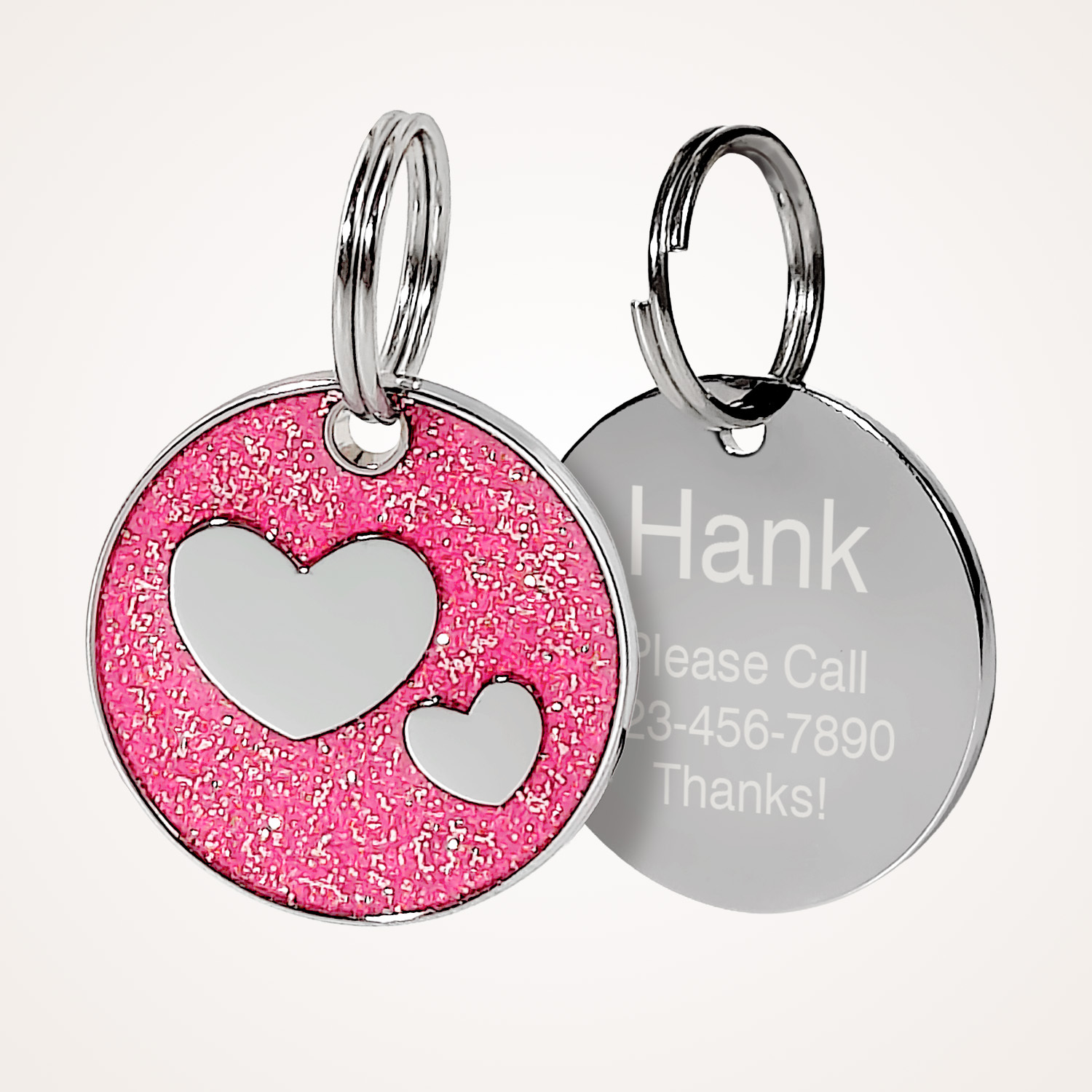 TEMU Custom Single-sided Tag, Glitter Id Tag, Laser Engraved Name & Phone Number Collar Charm For Dogs Cats, 8 Vibrant Colors , 1pc