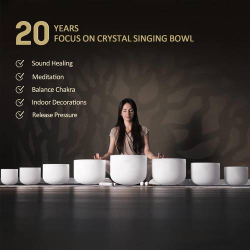8pcs frosted quartz crystal singing bowl set 6 12 inch chakra sound healing bowls for meditation yoga reiki 2 travel carry bags o rings portable gift for spiritual practice