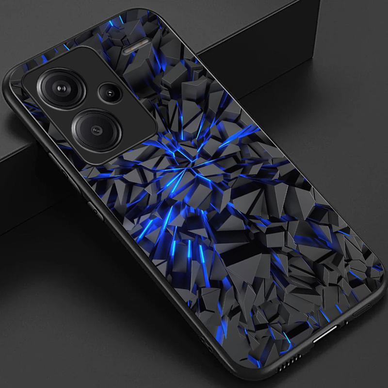 TEMU Phone Case - Case For Redmi Note 13 Pro Plus Pro  Phone Case, Cool Rocks Spout Flame Pattern Stylish Glossy Glass Back Cover Gift