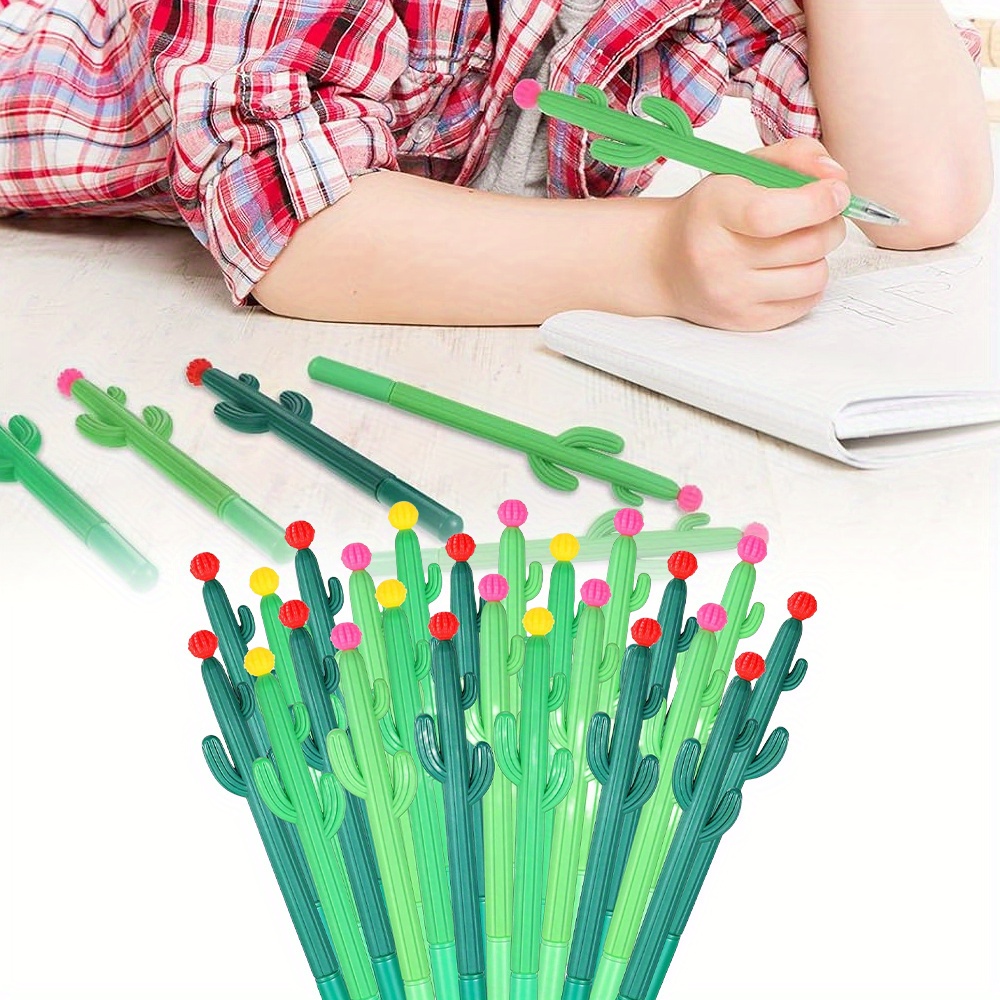 

1pc, 24pcs Cactus Pen Roller Pen Green Cactus Shape Black Pen Suitable For Office And Classroom Use