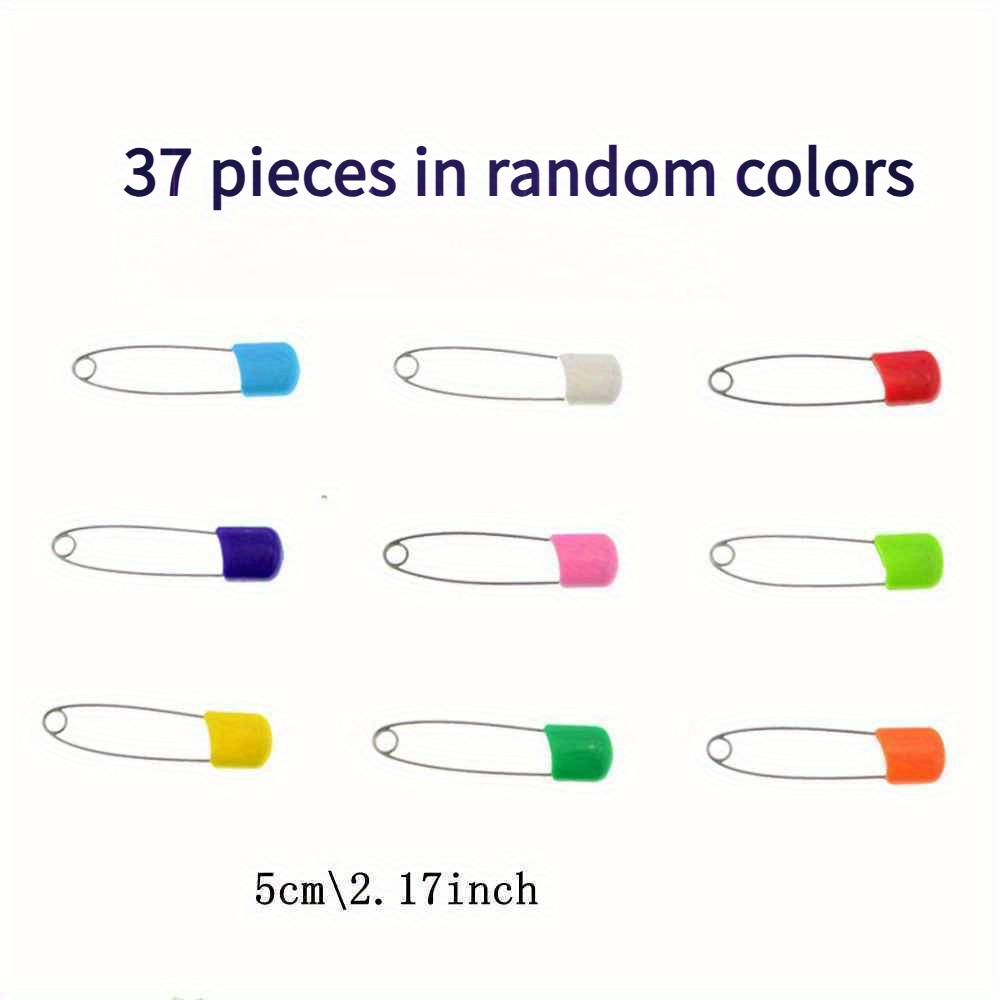 TEMU 37pcs Of Random Color, High-capacity Safety Pin Set, Suitable For A Of Applications Such As Stage Costume Securing, Exhibition Setup, And Office