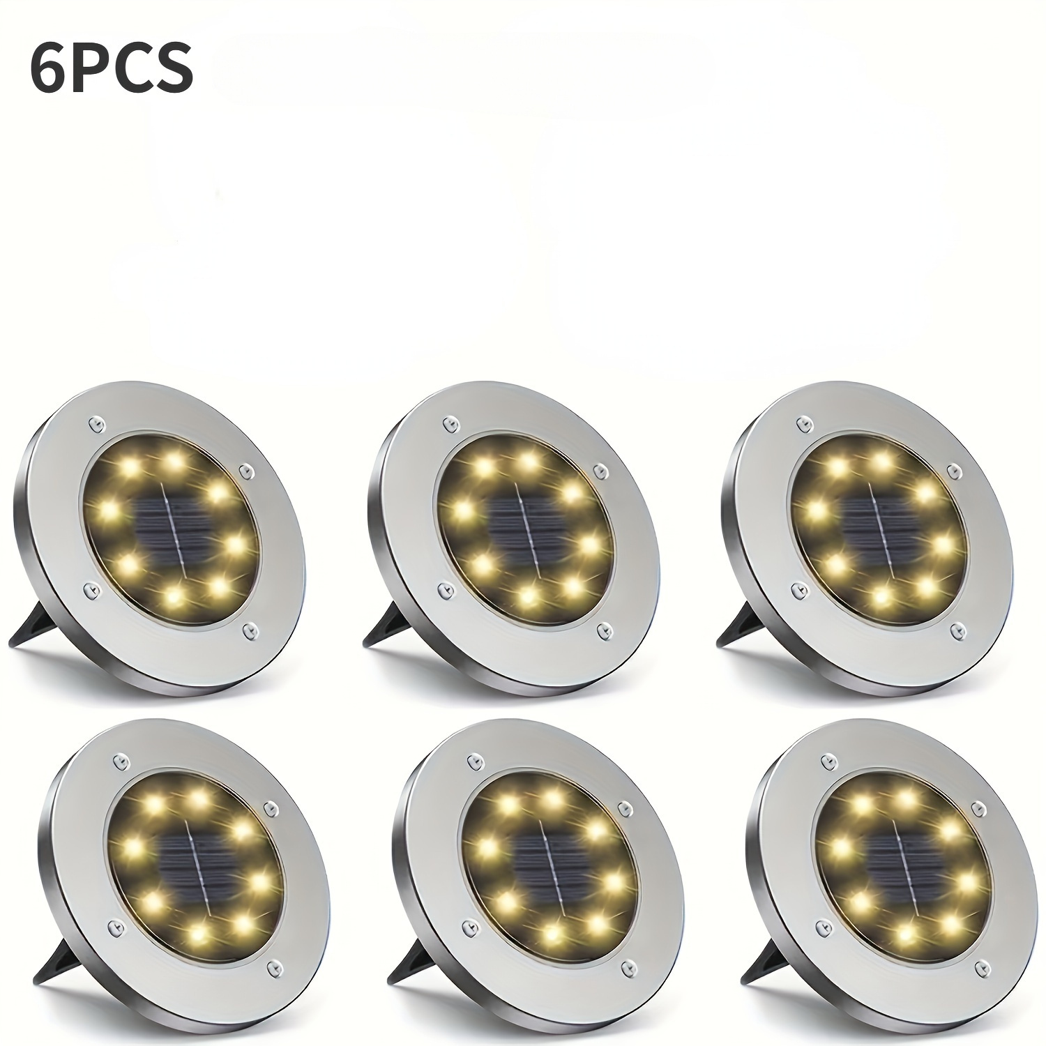 Image of 6pcs Of Outdoor Led Solar Lights For Gardens, Lawns, And Buried Lighting In And Courtyards.