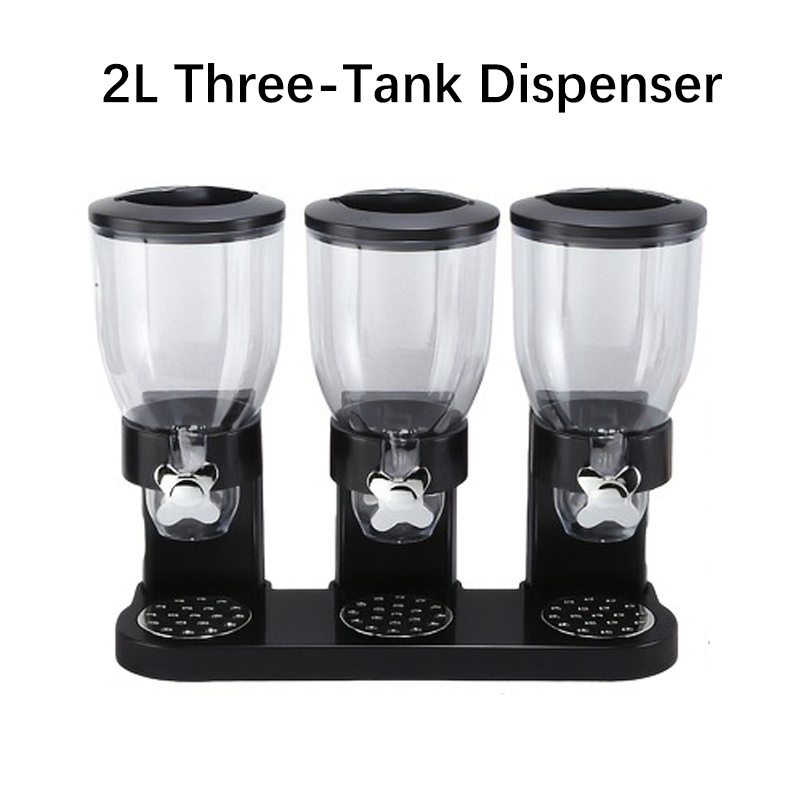 Image of 2l Dog Food And Cat Food Containers, 3 Barrels Food Storage Containers, Plastic Airtight Containers, Pet Food Storage Containers