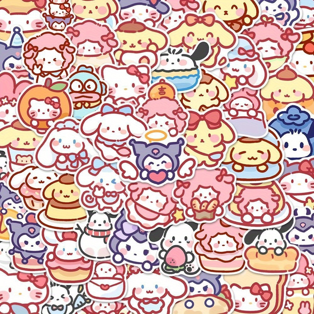 

-pack Sanrio Kuromi Hello Kitty Stickers, Waterproof Paper Decals For Scrapbooking, Phones, Water Bottles, Ideal For Diy Projects, Journals, Notebooks, Suitable For 14+, Single Use