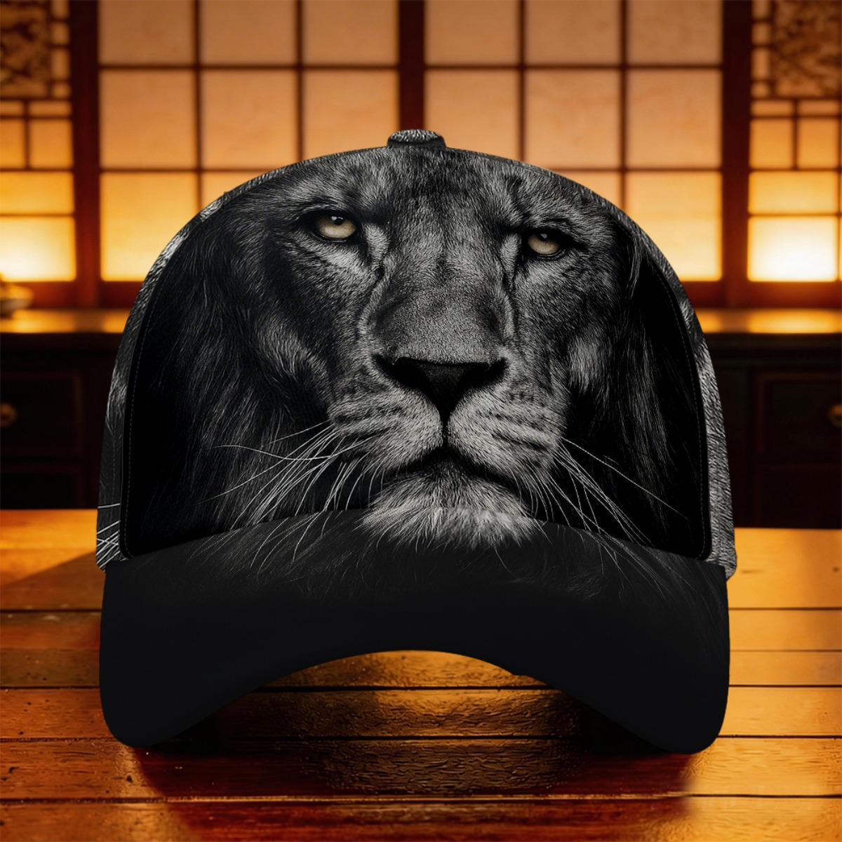 TEMU 1pc Lion Against Dark Background Baseball Cap Holiday Gift Breathable & Lightweight Sun Outdoor Sports Christmas Gift Lightweight Curved Brim