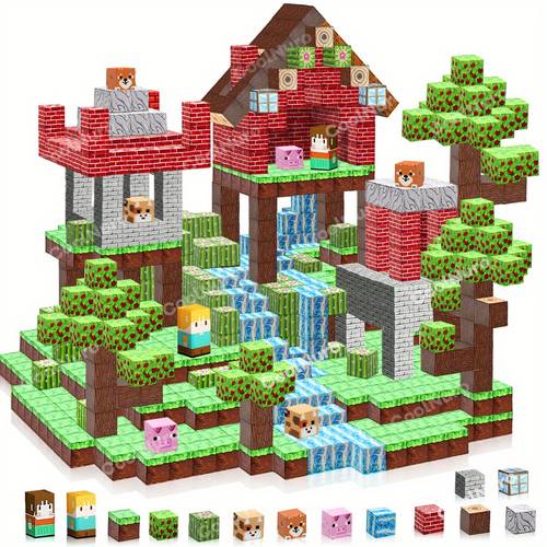 120pcs Magnetic Building Block Toy Animal Forest Scene Is An Educational Building Block Toy Set Suitable for Teenagers Aged 3 and . A Great Birthday Learning Gift for Teenagers