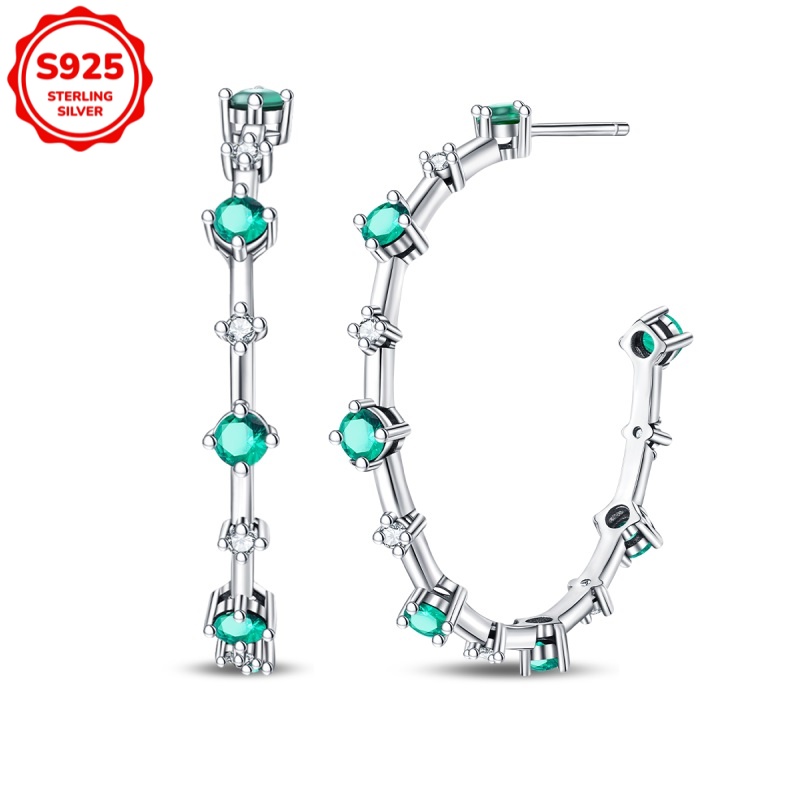 Image of 925 Sterling Silver Women's Hypoallergenic Zirconia Large Earrings, Exquisite Earrings, Elegant Gift For Her
