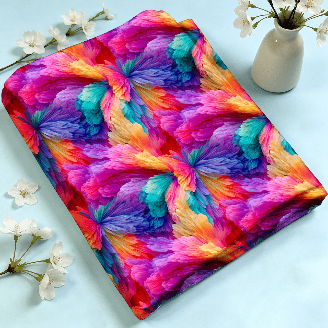 TEMU 1pc Vibrant Pattern With Swirl Fabric, Available, Soft And Comfortable Material, Polyester Handcraft Cloth, Suitable For Pillowcases, Bedding,