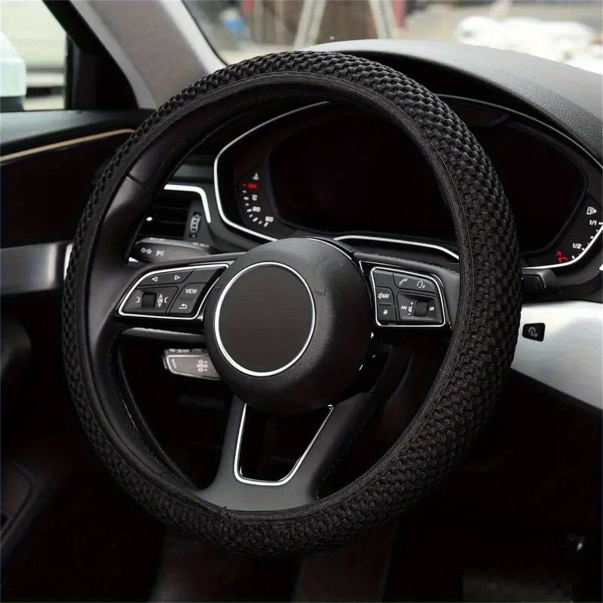 

Non-slip Steering Wheel Cover - Elastic, Warm, Polyester Fiber With Textured Grip For Control