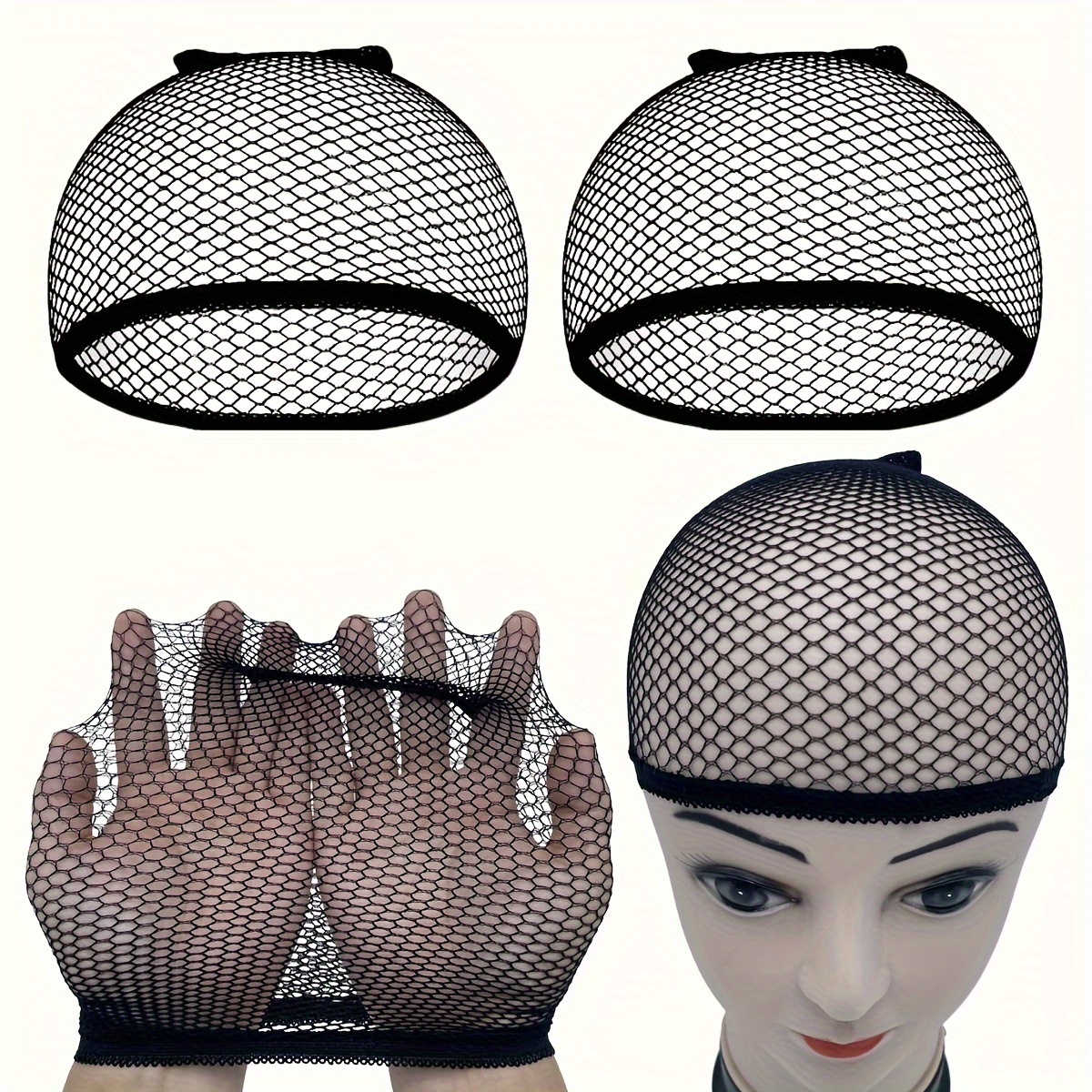 Image of 4-pack Unisex Adult Elastic High-strength Durable Mesh Wig Cap, Closed Wig Net, Black Wig Net Set, Hair Care Additions Set, Wig, Women's Wig, High-quality Women's Wig