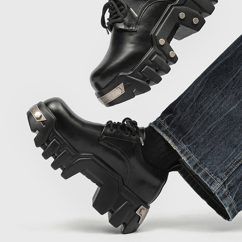 Niche Derby Shoes for Men, High-End Punk Style Platform Sneakers, Paris Bulldozer Men's Shoes