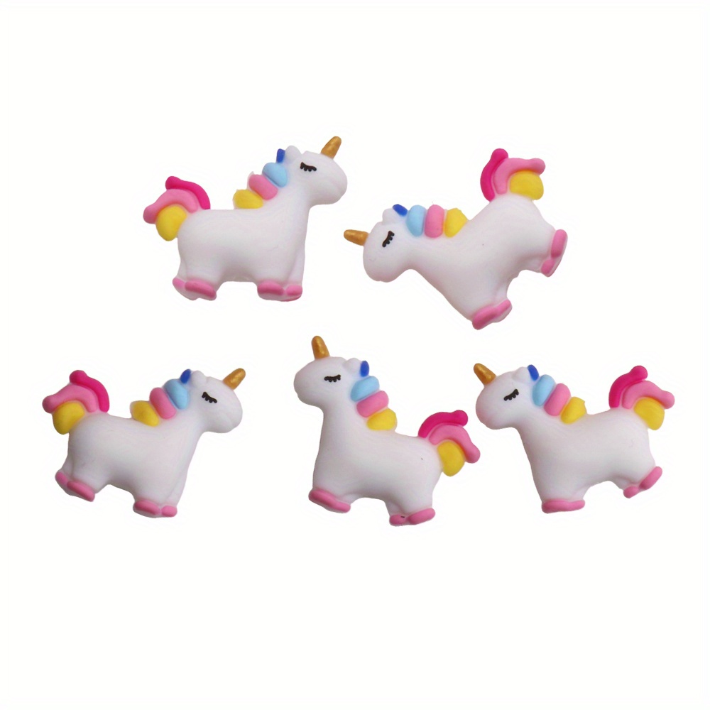 TEMU 5pcs 3d Unicorn Silicone Beads Set Cute Design Durable Silicone Beads Bulk Pack For Diy Keychains Jewelry Making Bracelets Necklaces Handmade Crafts
