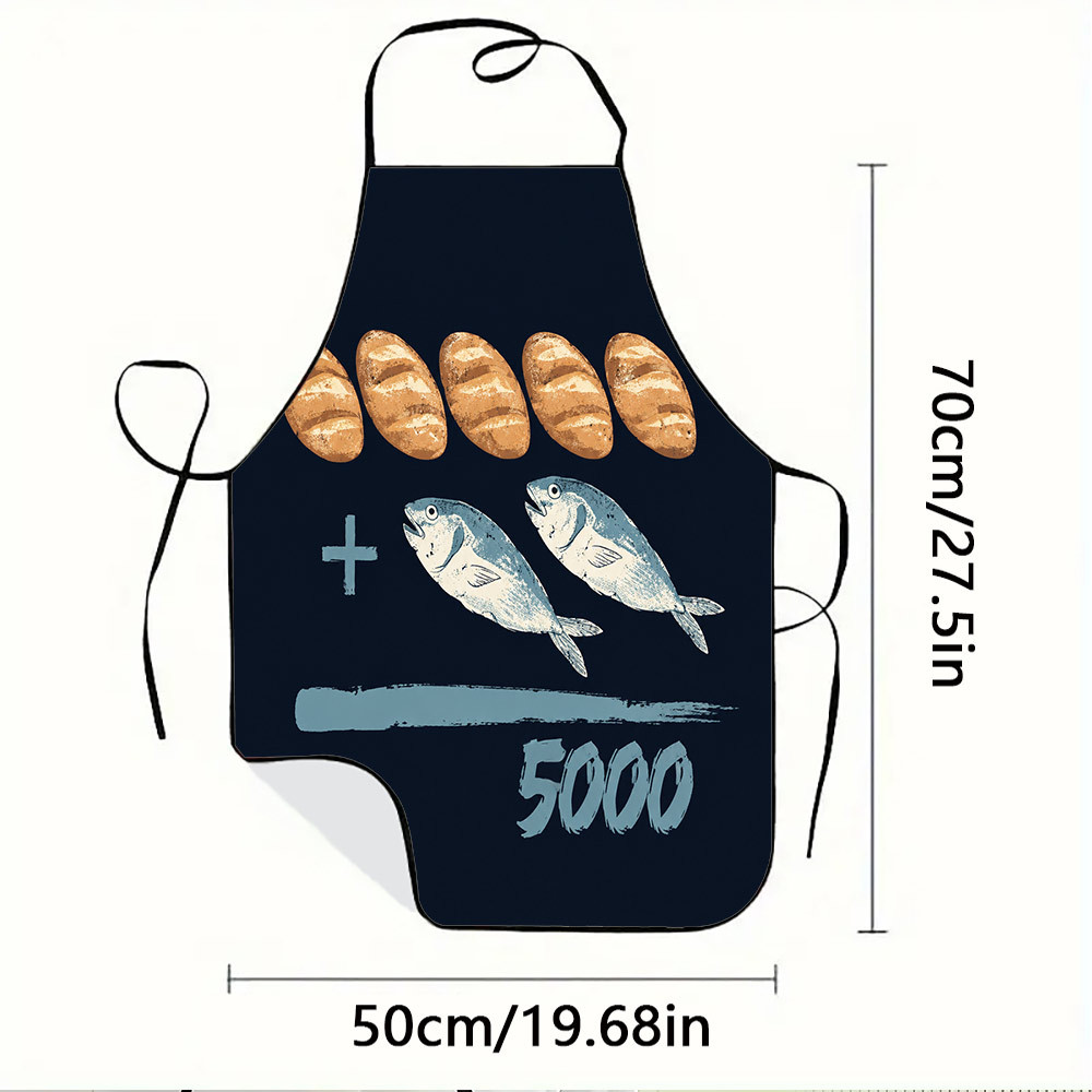 TEMU 1pc Of & 2 Fish Apron - Adjustable Waistband, Durable Easy-clean Polyester Bib Suitable For Kitchen Cooking, Gardening, Picking, Christmas &
