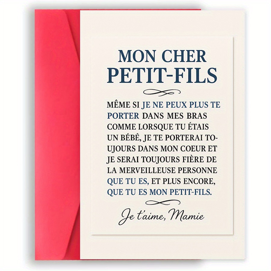 TEMU 1pc Greeting Card For Grandson With Envelope - Birthday, Graduation, And Christmas Wishes And Pride - Ideal For Special Occasions, Grandson