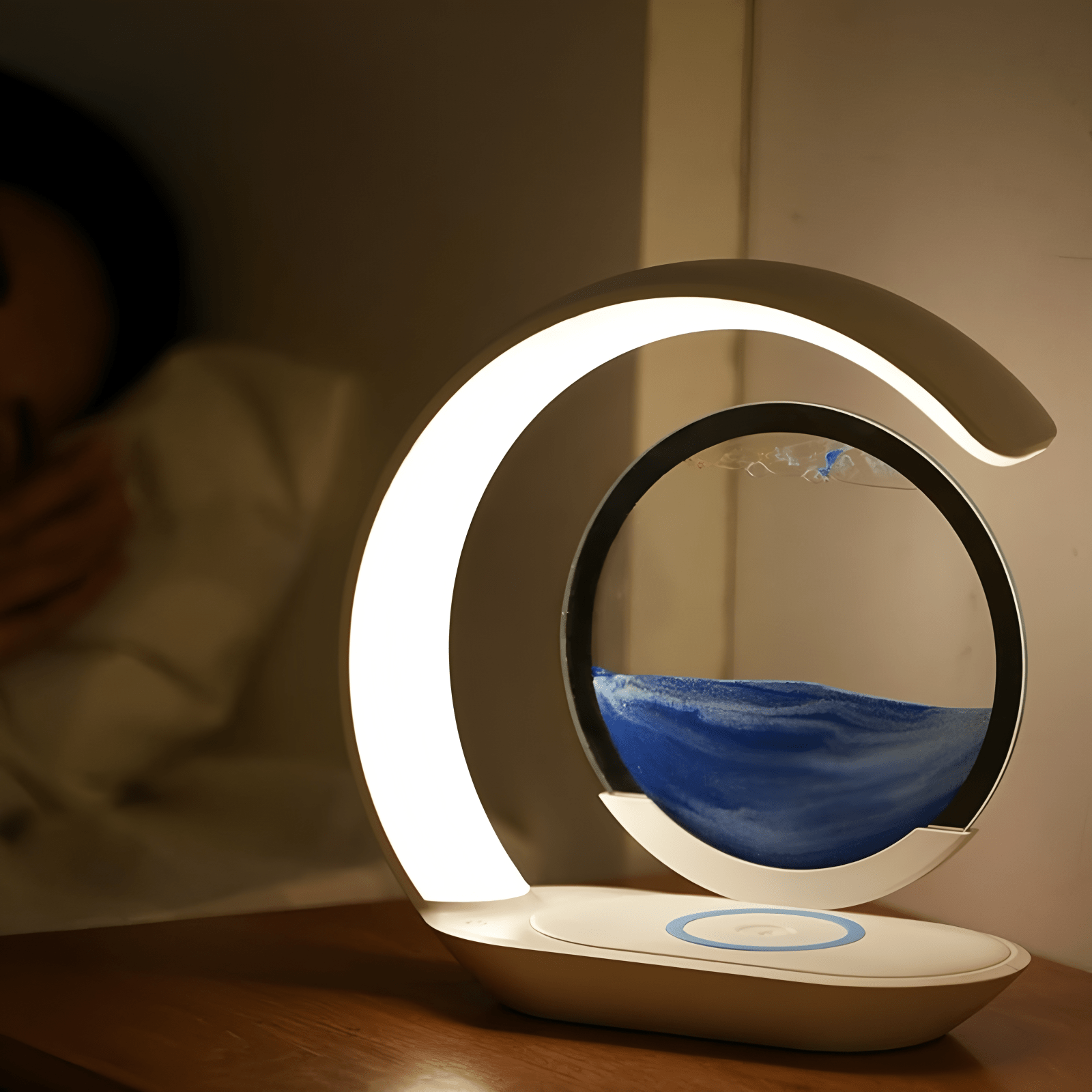 new quicksand painting night light mobile phone wireless table lamp desktop decoration atmosphere night light details 1