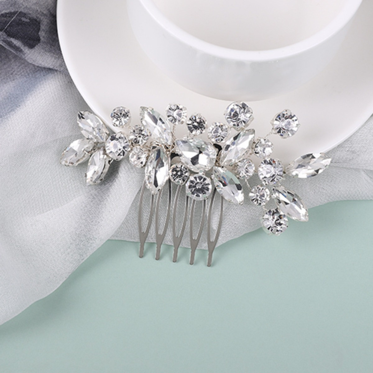 E-shop Braut Kristall Haarkamm Hochzeit Leicht Luxus Platte Haarstecker Kamm Schmuck Damen Gruppe Wind Hohe Kopfpartie Top Rücken Kopf Haar Ergänzungen