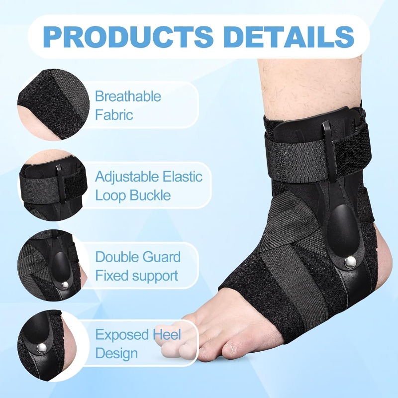 Sturdy Ankle Brace with Open Heel & X-Strap Support - Heavy-Duty Stability Brace for Ligament Sprains, Achilles Tendon & ankle instability - Adjustable Compression ankle brace for Basketball, Soccer, Sports - Ideal for Post-Surgery Rehabilitation & Chronic - Compatible with Sneakers - Ideal for Men & Women, Ankle Straps, Youth Ankle Brace, Ankle Strap Gym, Ankle Strap