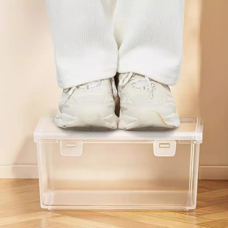 4pcs Transparent Stackable Organizer Boxes with Secure Flip-Top Lids
