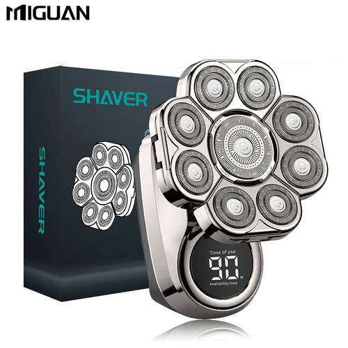 electric head hair shaver for hair cutting mens cordless rechargeable wet dry skull and bald head razor with rotary clippers nose trimmer brush massager nine blade electric shaver