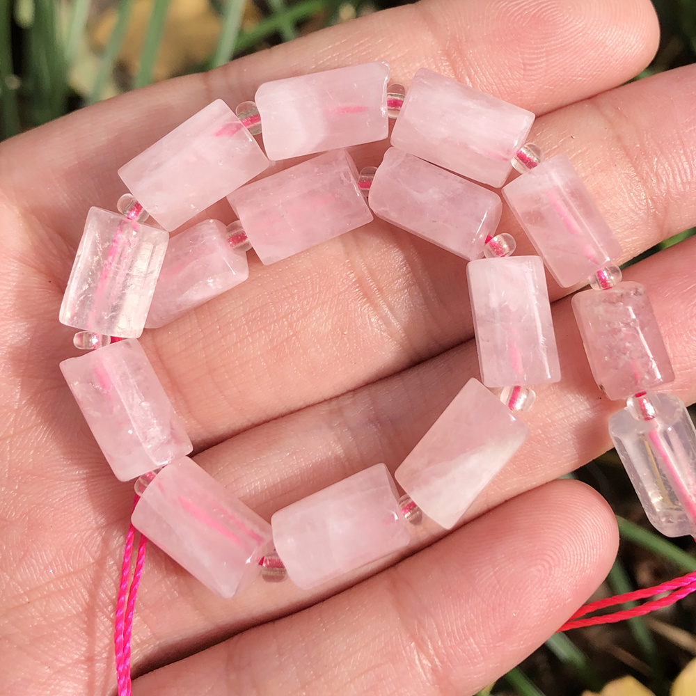 Image of 13-16pcs Quartz Cylindrical Loose Beads, Suitable For Diy Exquisite Bracelets, Necklaces, Earrings Accessories, Jewelry Making Supplies