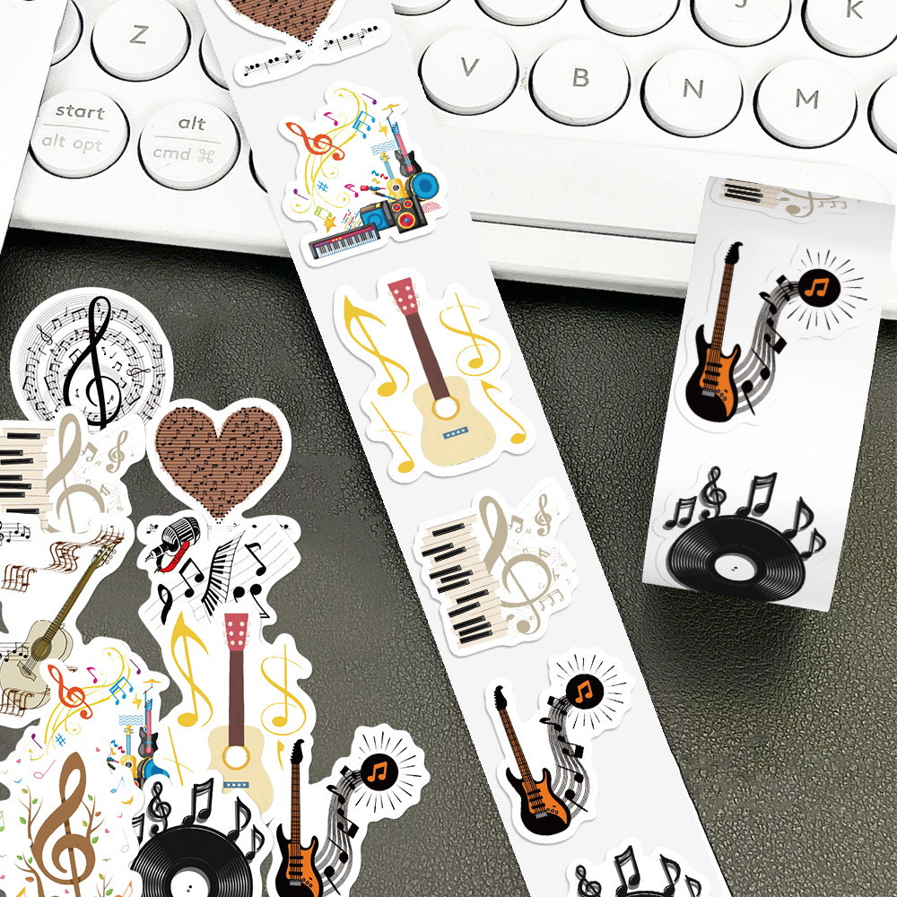TEMU 500 Sheets/roll Music Vinyl Record Roll Stickers For Phone Cases, Journals, Guitars, Luggage, Decorative Stickers, Office Stickers, Document