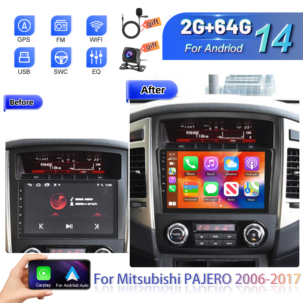 Image of [2+64g] 14 Car Stereo For 2006-2017 With & Car, 9 Inch Touchscreen Car Radio With Wifi Dsp Fm/rds Radio Swc+ Ahd Rear View Camera + Car Frame+mic