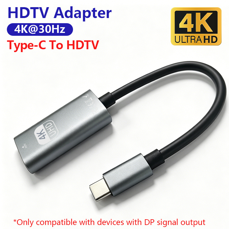 TEMU Adaptateur Type-C vers HDTV, Convertisseur USB-C, Dispositif de Duplication d'Écran 4K@, Compatible avec Téléphones/Tablettes/Ordinateurs
