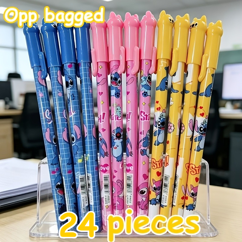 TEMU 24pcs, Stitch Blue Erasable Pens, A Stationery Item Suitable For Daily Writing And Back-to-. An Birthday Gift And A Perfect Back-to-school