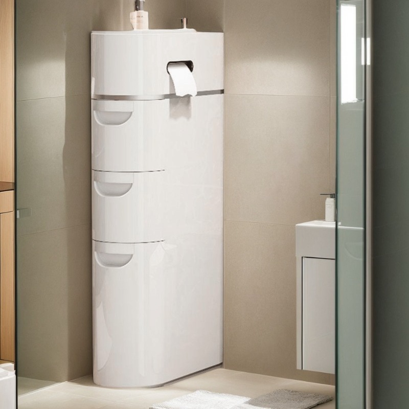 TEMU Narrow Bathroom Storage Cabinet With Drawers And Tissue Holder - Space- Design, No , Modern Minimalist Style Suitable For Bathroom, Kitchen, And