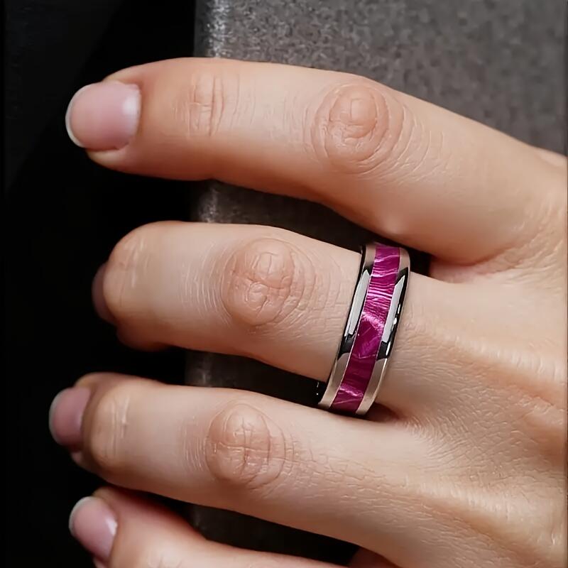 Tungsten Men's Ring with Purple Galaxy Design