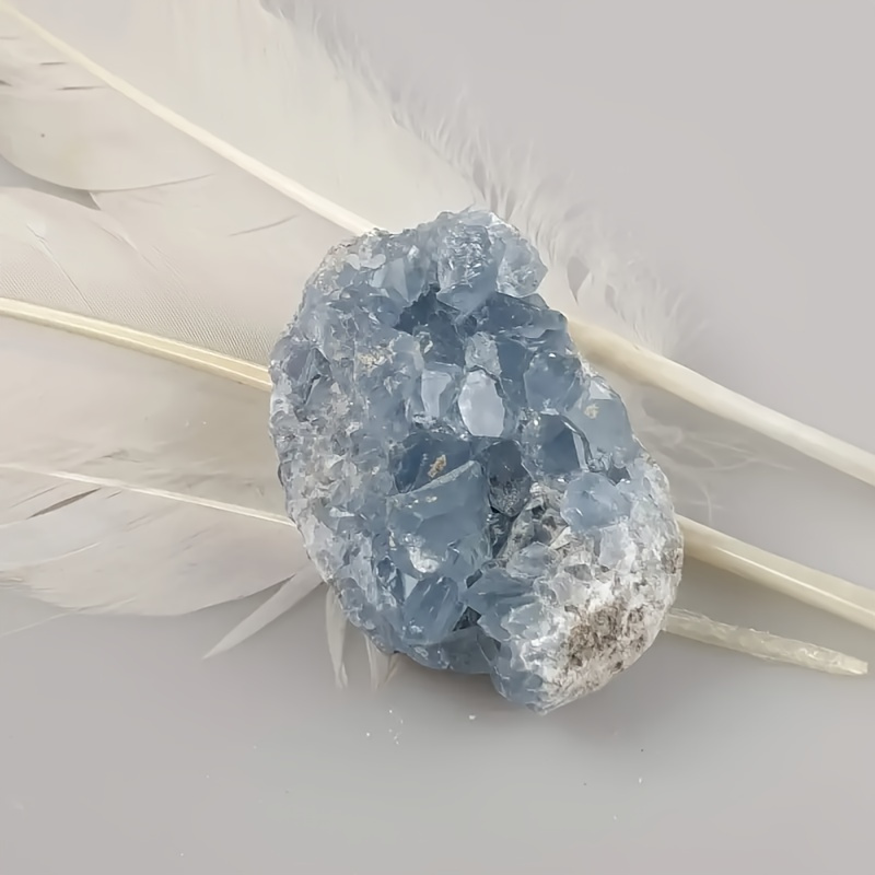 TEMU A Sizable, Uniquely Shaped Natural Lepidolite Cluster Geode, Ideal For Decorating Your For Home Or Office Desk - A Blue Mineral Specimen, Making