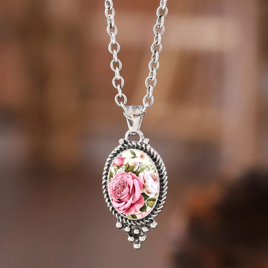 TEMU 1pc Rose Necklace, Floral Necklace, Botanical-themed Jewelry, Nature-inspired Bead Necklace, Plant Jewelry, Unique Additions For Christmas,