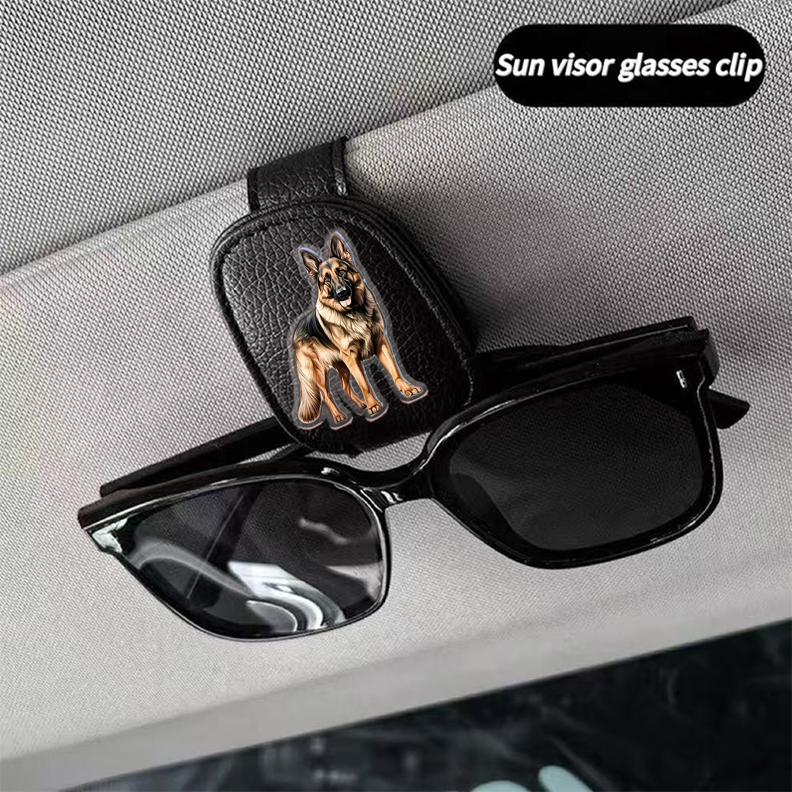 TEMU 1 Stylish German Shepherd Design Car Eyeglass Holder, Magnetic Car Eyeglass Clip With That Won't Fall Off! German Shepherd Car Eyeglass Clip,