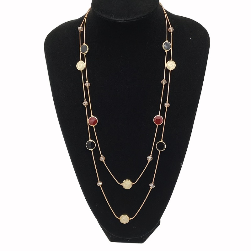 TEMU 1 Collier Élégant pour Femme à Chaînes Superposées - Design Multicouche , Idéal pour Tenues Décontractées et Formelles, Bijou Multifonction |