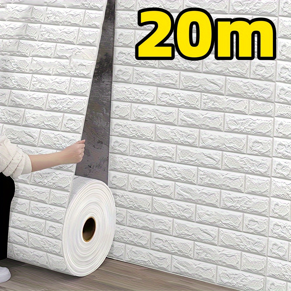one roll of 20 meters of 3d wall tile wallpaper featuring self   foam brick panels that are waterproof and moisture resistant ideal for home decor   wall stickers are easy to peel   and cut