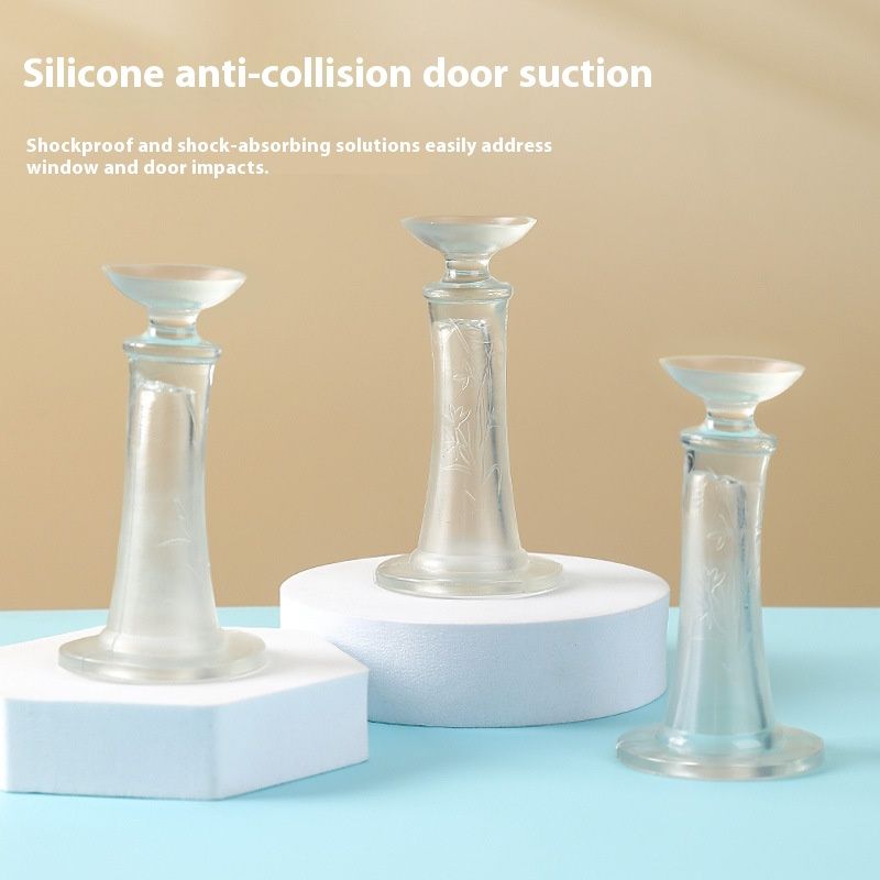 Image of Set Of 3 Door Stoppers Made Of Silicone, Designed To Prevent Without The Need For Drilling Holes. Silent Devices Help Secure Entry Doors And Can Be Used For Bathroom Doors