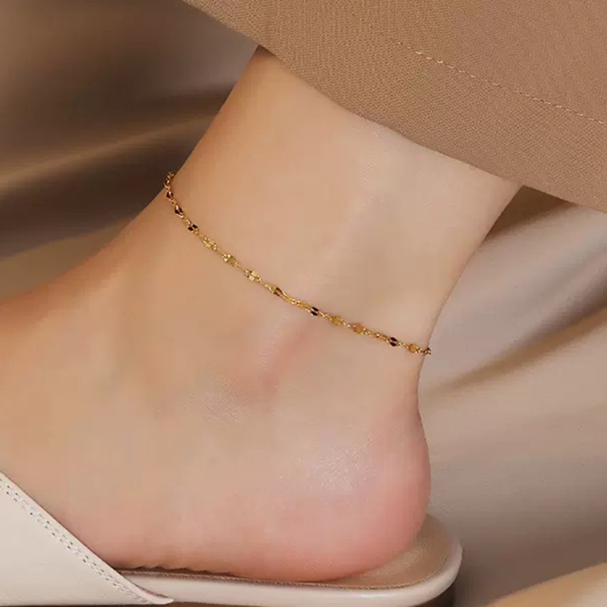 TEMU A Easy Women's Anklet, Stainless Steel Jewelry, Minimalist Chain Anklet, Women's Accessory, Fashionable Women's Anklet, Suitable For Daily Wear,