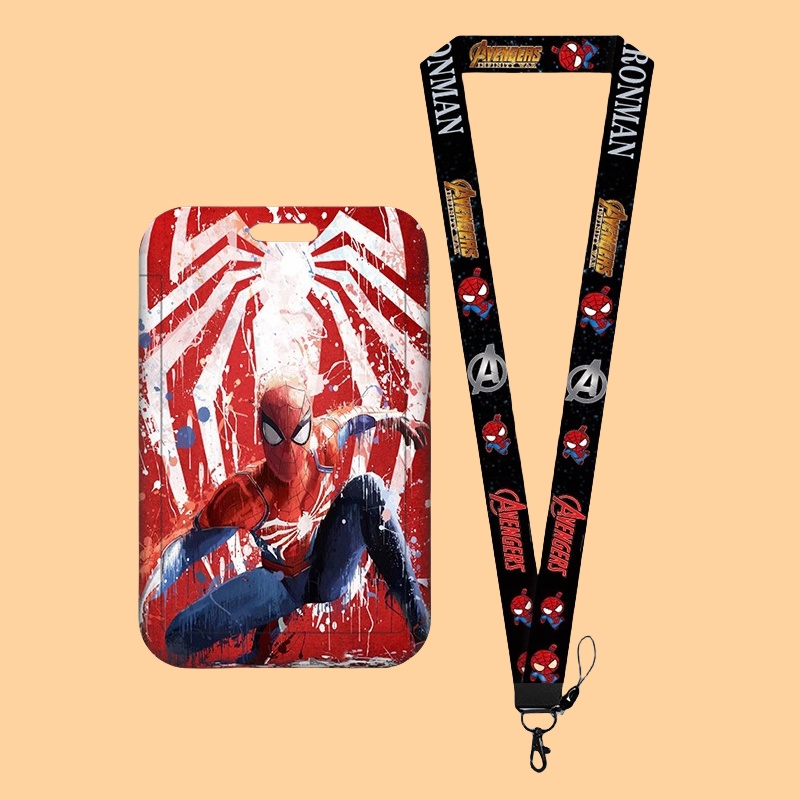E-shop 1 Stück Marvel Ausweishalter & Kartenetui – Kompatibel für Schul-/Arbeitsausweise, Kreditkarten, – Niedliche -Themen-Lanyard-Hülle mit