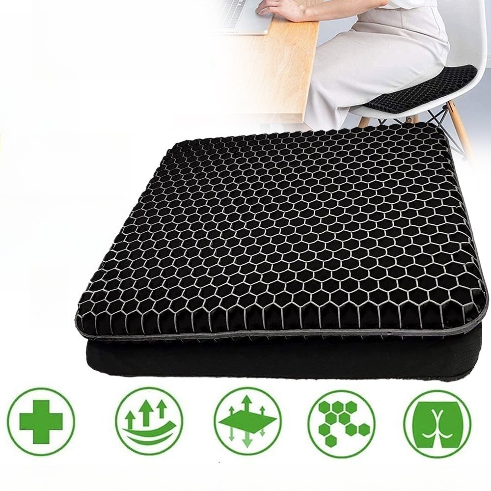 Gel Seat Cushion With Honeycomb Breathable Design - Non-slip And Stabilizing Chair Pad For Pressure Relief | Ergonomic Support For Office Chairs, Car Seats, And Wheelchairs