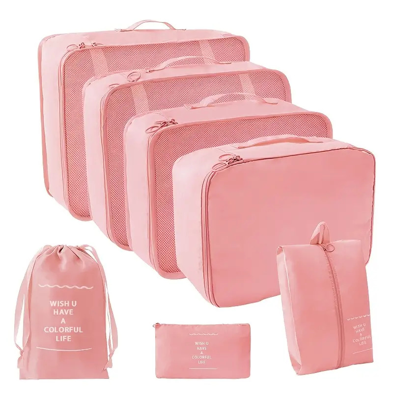 TEMU [luggage Organizer] A 7pcs Travel Storage Bag Set, Suitable For Home And Travel Organization, Including Digital Bags, Toiletry Bags, And Storage