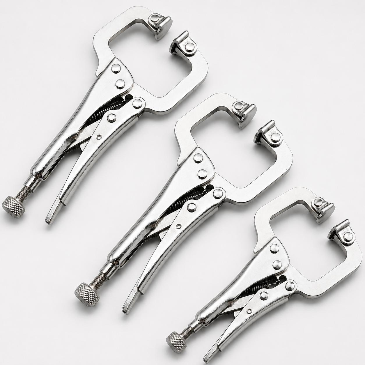 TEMU 3pcs (3-pack) Heavy-duty Stainless Mini C-clamp Locking Pliers Suitable For Woodworking, & Auto Repair - Quick Release Welding Clamps With Jaw