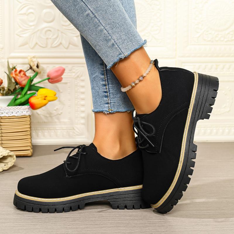 TEMU Women's Retro Lace - Up Ankle Boots, Multiple Colors & Sizes , Thick Black Soles With Light - Colored Stitching, , Perfect For Daily Wear, ,