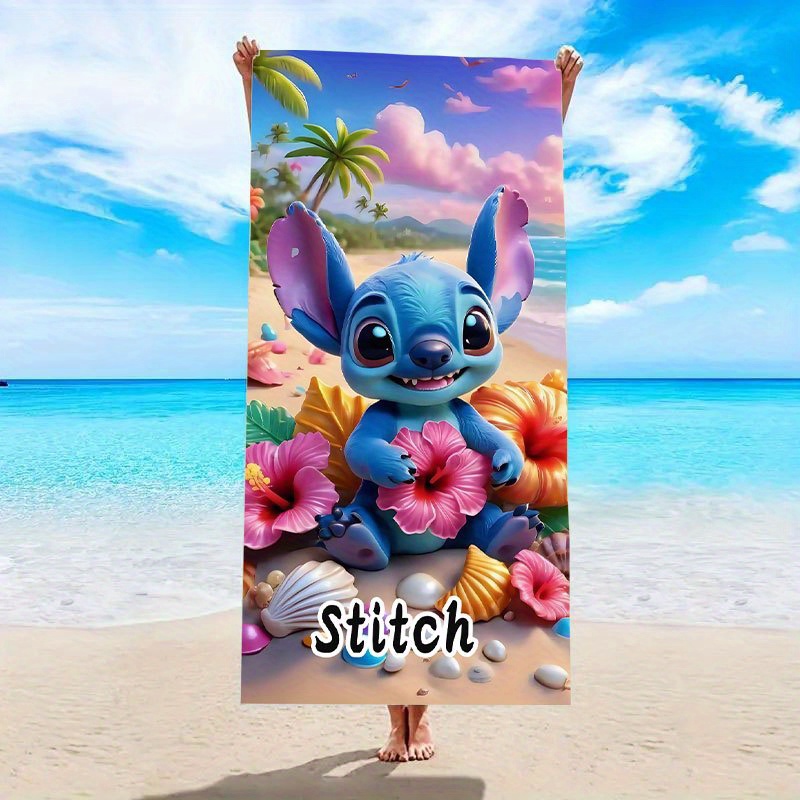TEMU Stitch Oversized Beach Towel, Cartoon Quick-dry Bath Towel, Absorbent Towel