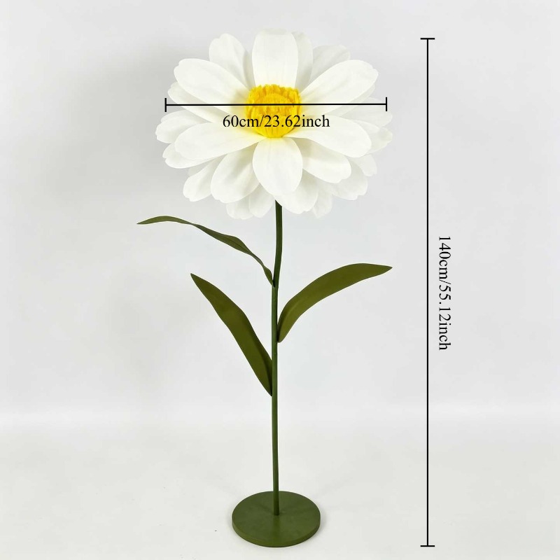 55.12inch Artificial Giant White Daisy, Freestanding Fake Flower, Artificial Floral Prop For Indoor Living Room Wedding Holiday Decor