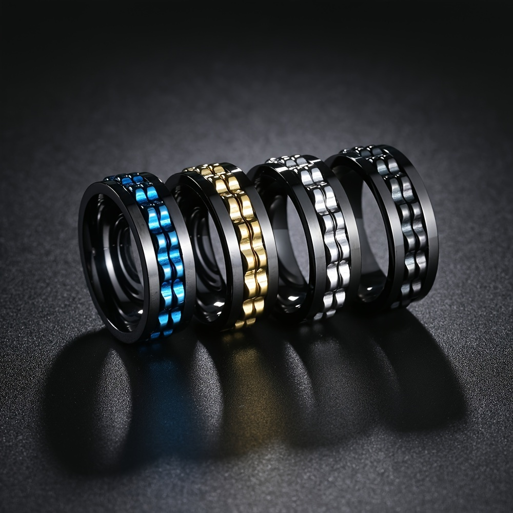 4pcs set punk style fingertip ring   of stainless steel rotatable design suitable for men and womens anxiety accessories a   of styles   from Product details 1