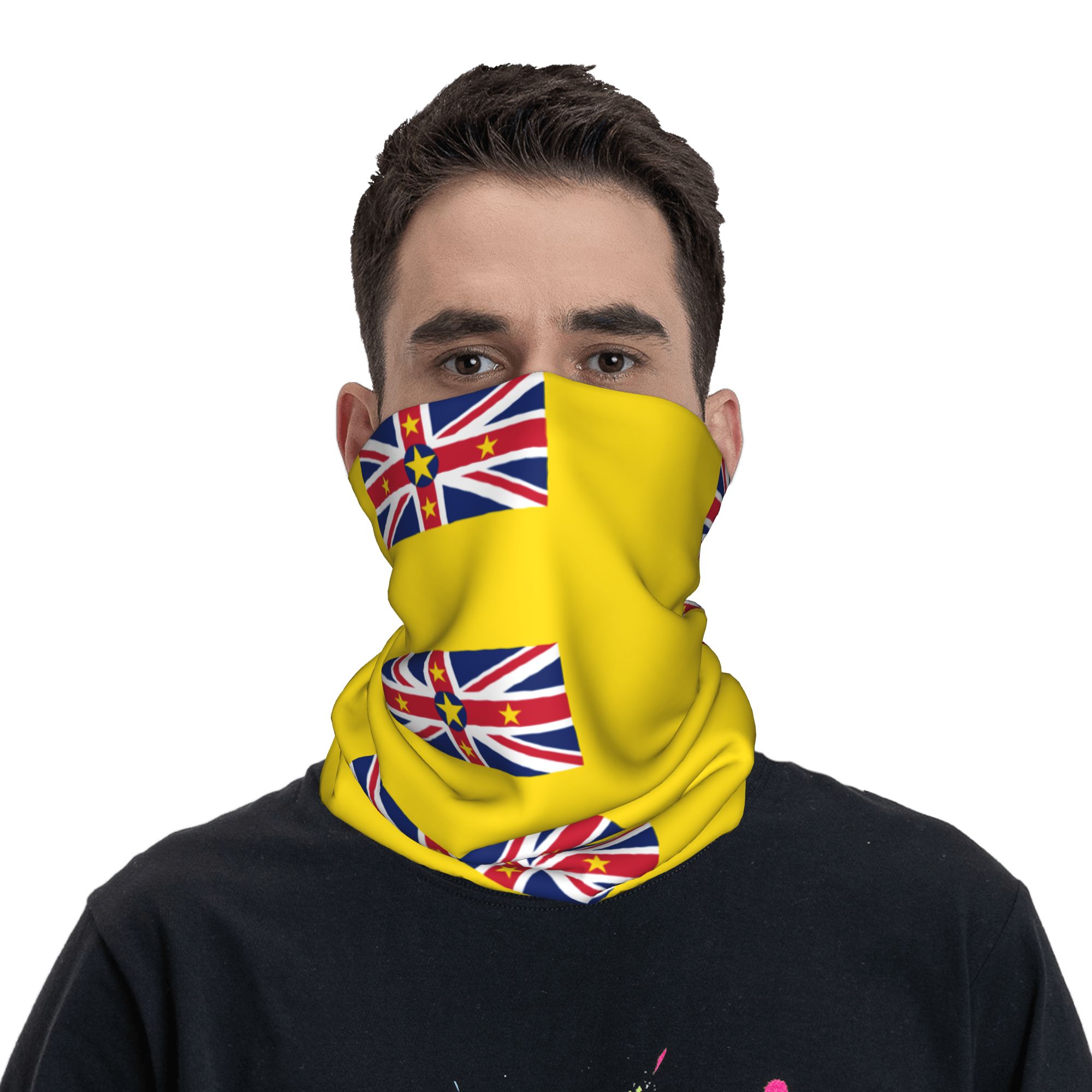 TEMU Flag Of Niue Unisex Adult Breathable Multifunctional Headwear Cycling Running Hiking Tube Wrap Scarf Balaclava Outdoor Polyester Cycling Print