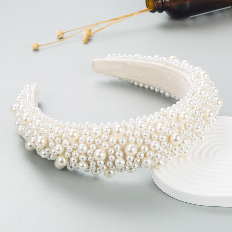 Image of Handmade Baroque Wide-brimmed Headband Suitable For Women - Beaded Hair With & Sponge, European/ Wedding, Prom, Everyday Hair For Braids, Ponytails, Buns