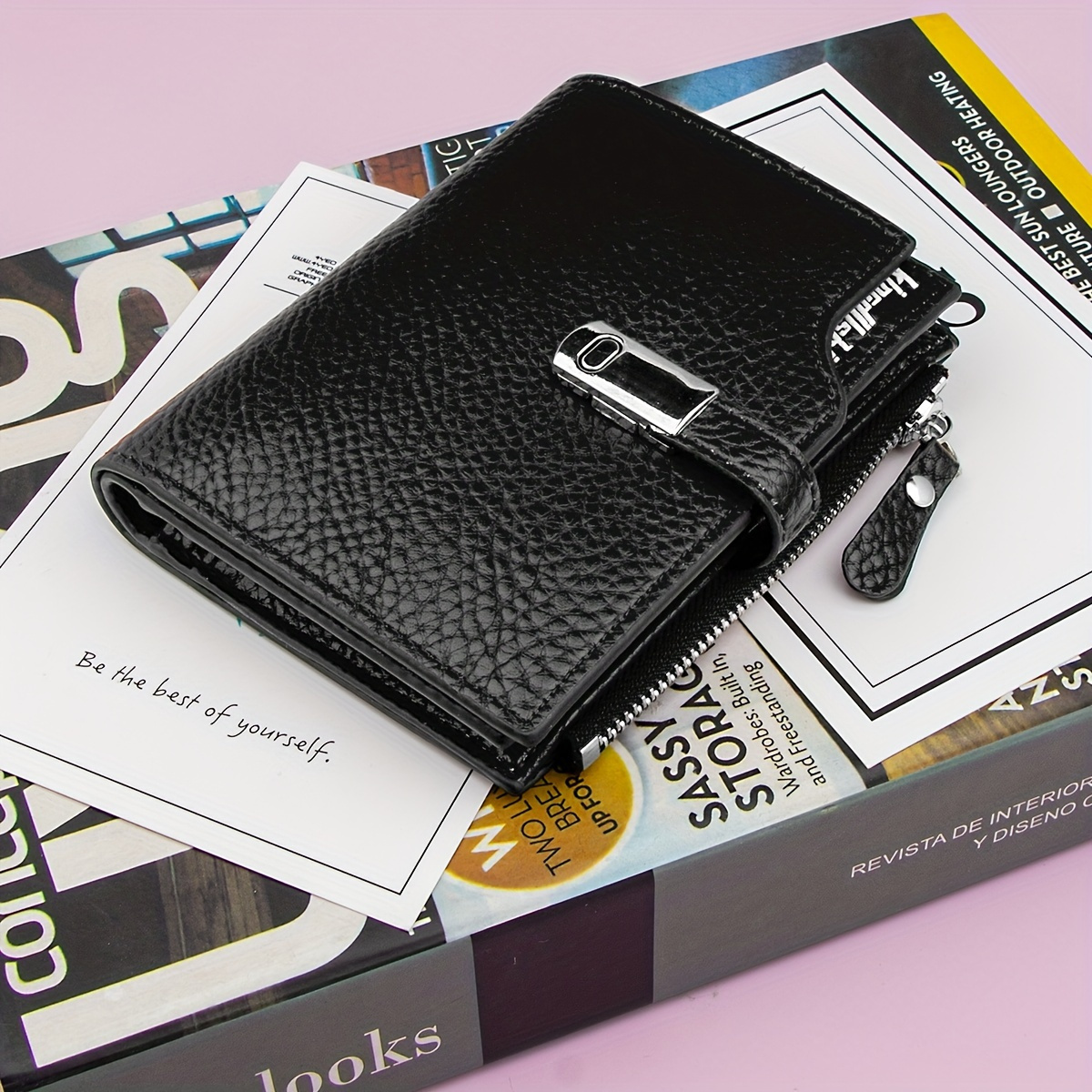 stylish minimalist womens clutch wallet tri fold multiple Temu