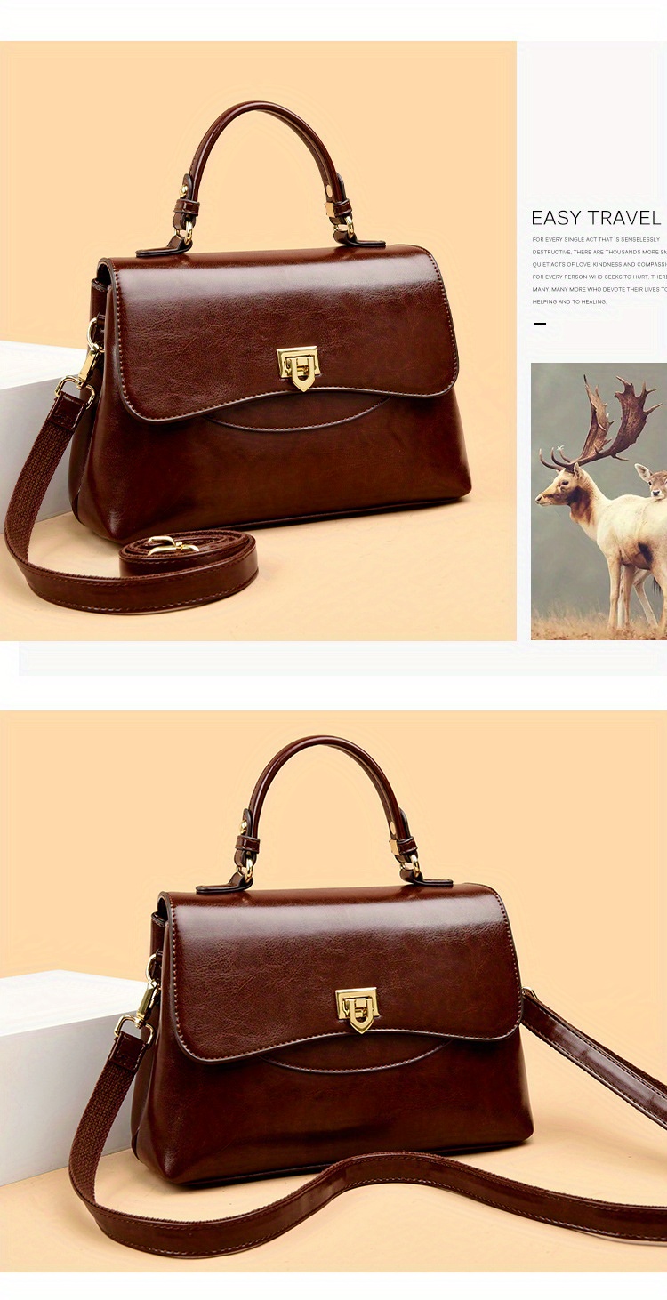 2025 new arrival genuine leather womens vintage messenger bag   wax leather with   hardware adjustable shoulder strap front zipper compartment polyester lining for work   use travel bag   durable construction details 3